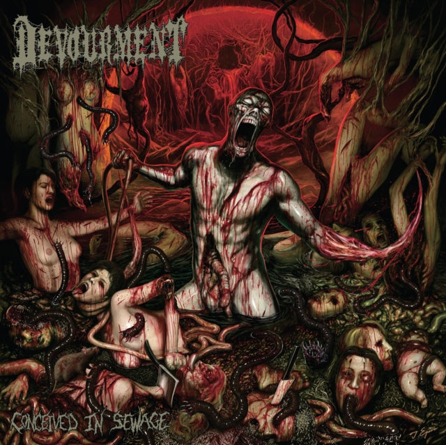 Devourment - Conceived In Sewage (Swamp Green, Red & White Merge With Swamp Green, Red & White Splatter LP Vinyl) Vinyl Record