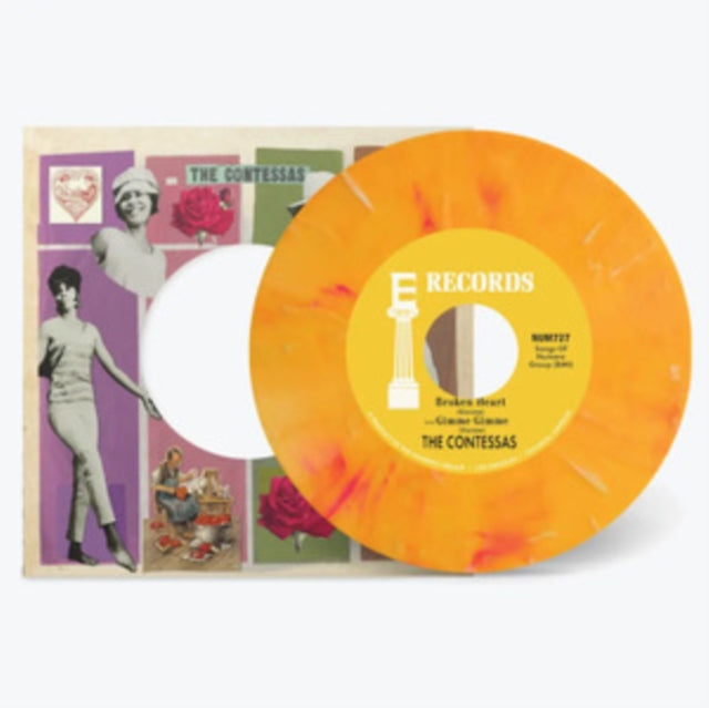 Contessas - Broken Heart B/W Gimme Gimme (Opaque Peach & White Marble 7Inch) - 7 Inch Vinyl Record