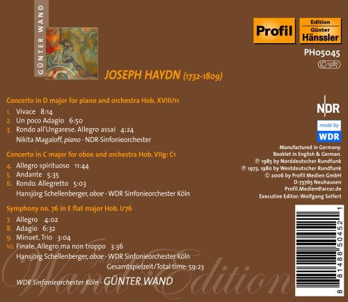the album cover for Günter Wand - Wand-Edition: Concerto for Piano Oboe & Orchestra