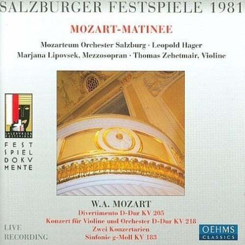 Mozart / Lipovsek / Zehetmair / Hager - Salzburg Festival 1981 - Music CD
