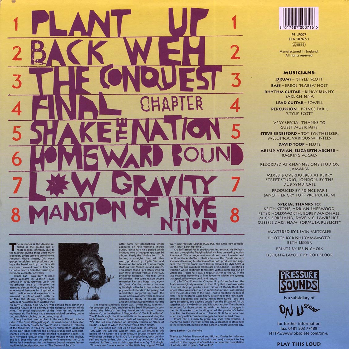 Prince Far I - Cry Tuff Dub Encounter Chapter 3 (FIRST PRESS) Vinyl Record