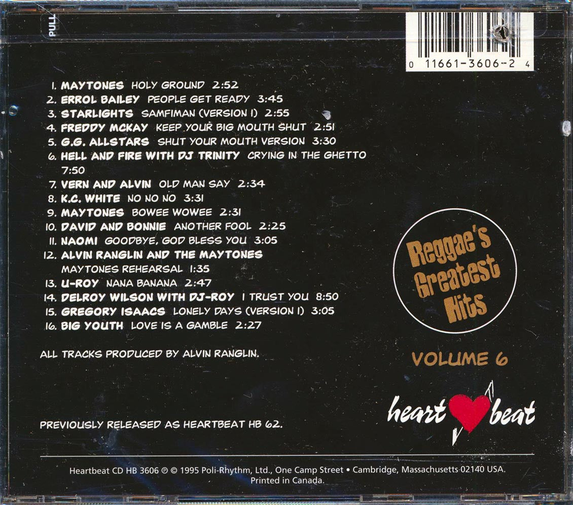 Maytones, KC White, Freddie McKay, Delroy Wilson, U Roy, Etc. - Reggae's Greatest Hits 6 Music CD