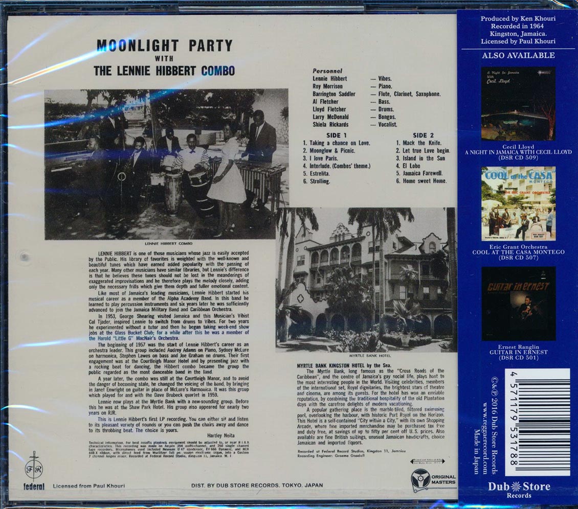 The Lennie Hibbert Combo - Moonlight Party At The Myrtle Bank Hotel (Japan) Music CD