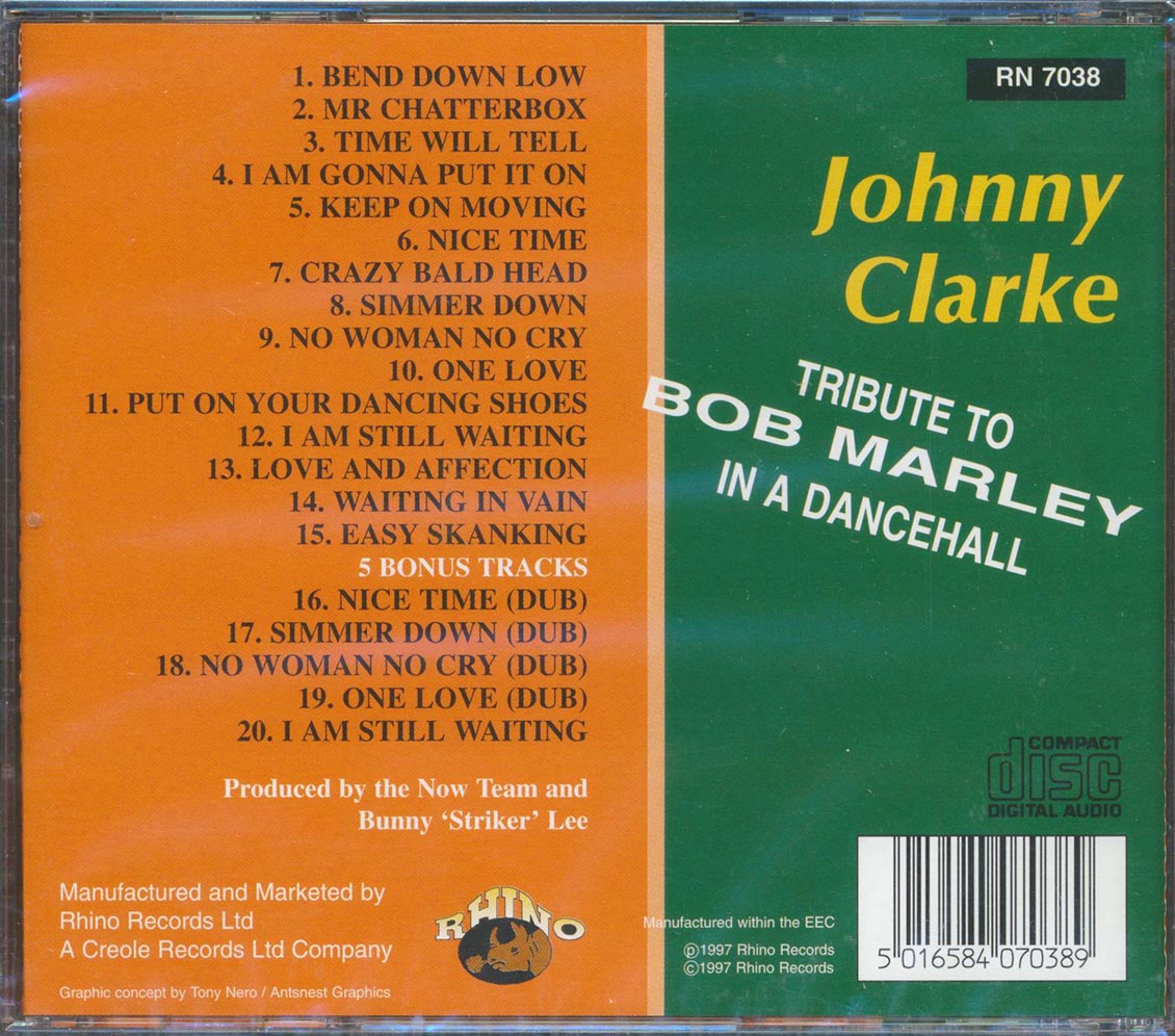 Johnny Clarke - Tribute To Bob Marley In A Dancehall (20 tracks) Music CD