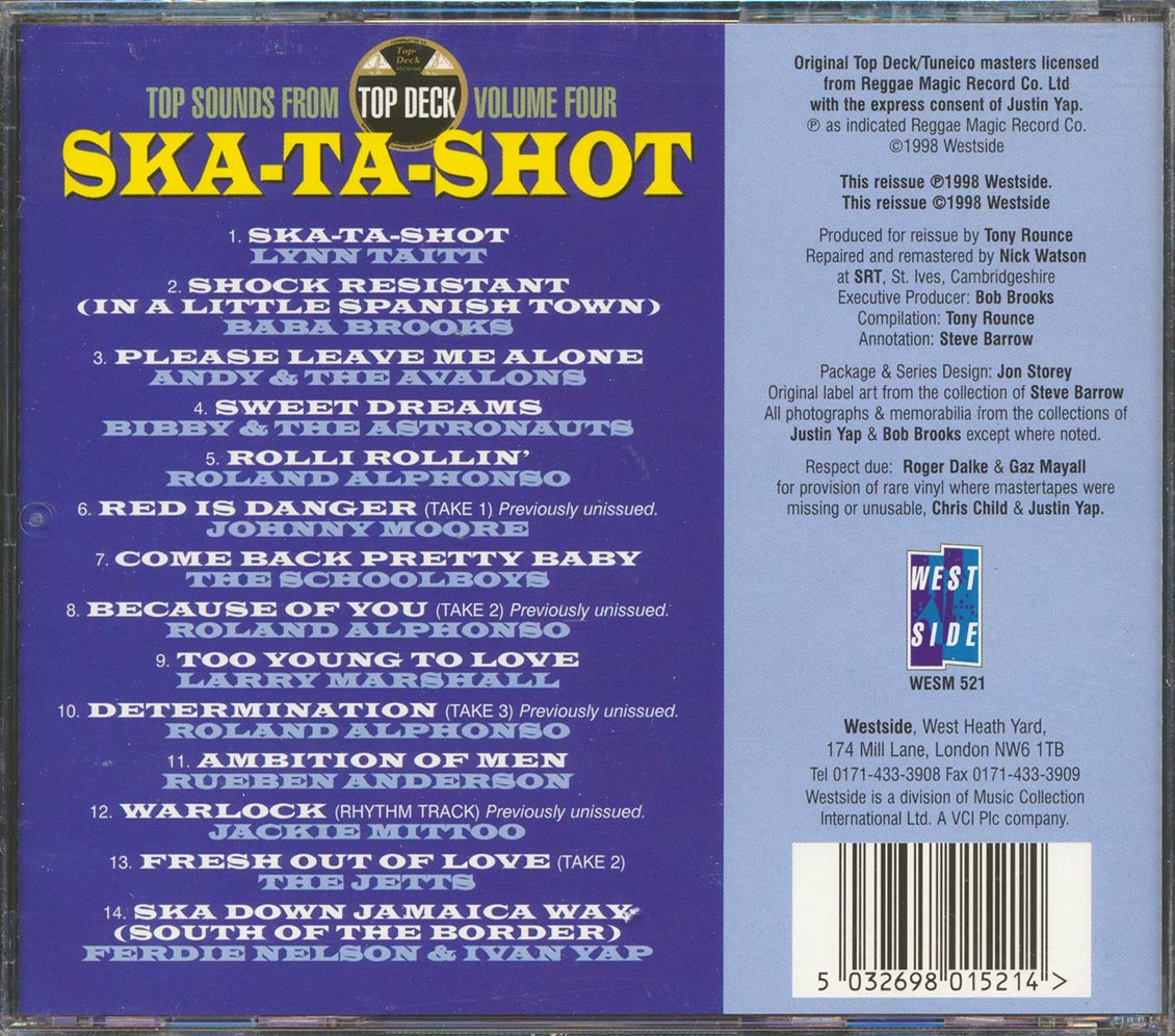 Jackie Mittoo, Roland Alphonso, Baba Brooks, Lynn Taitt, Etc. - Ska-Ta-Shot: Top Sounds From Top Deck Volume 4 Music CD