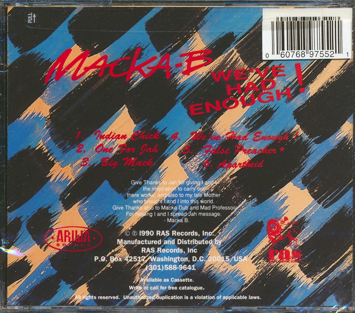 Macka B - We've Had Enough Music CD