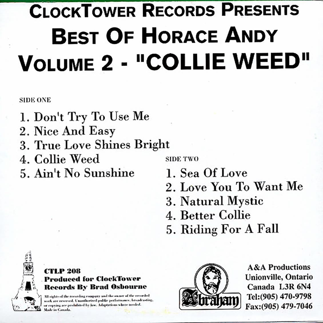 Horace Andy - Best Of Volume 2: Collie Weed Vinyl Record
