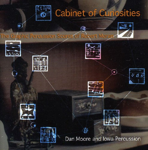 the album cover for Robert Moran - Cabinet of Curiosities: Graphic Percussion Scores