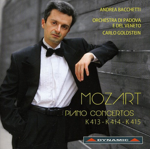 the album cover for Andrea Bacchetti - Piano Concertos K413 & K414 & K415