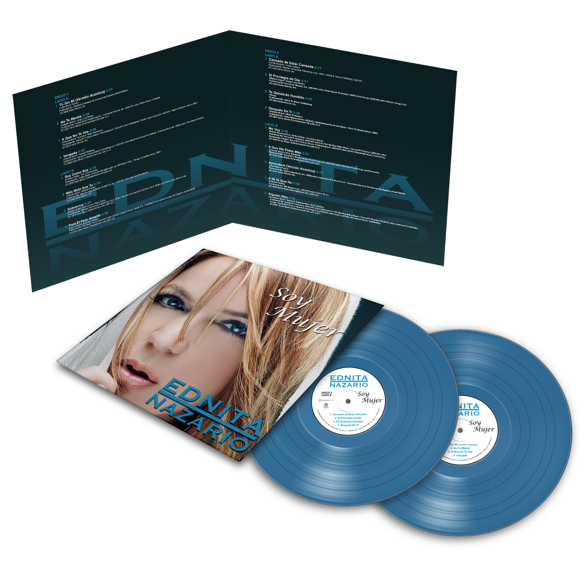 Ednita Nazario - Soy Mujer Aqua Vinyl Record 2 LP