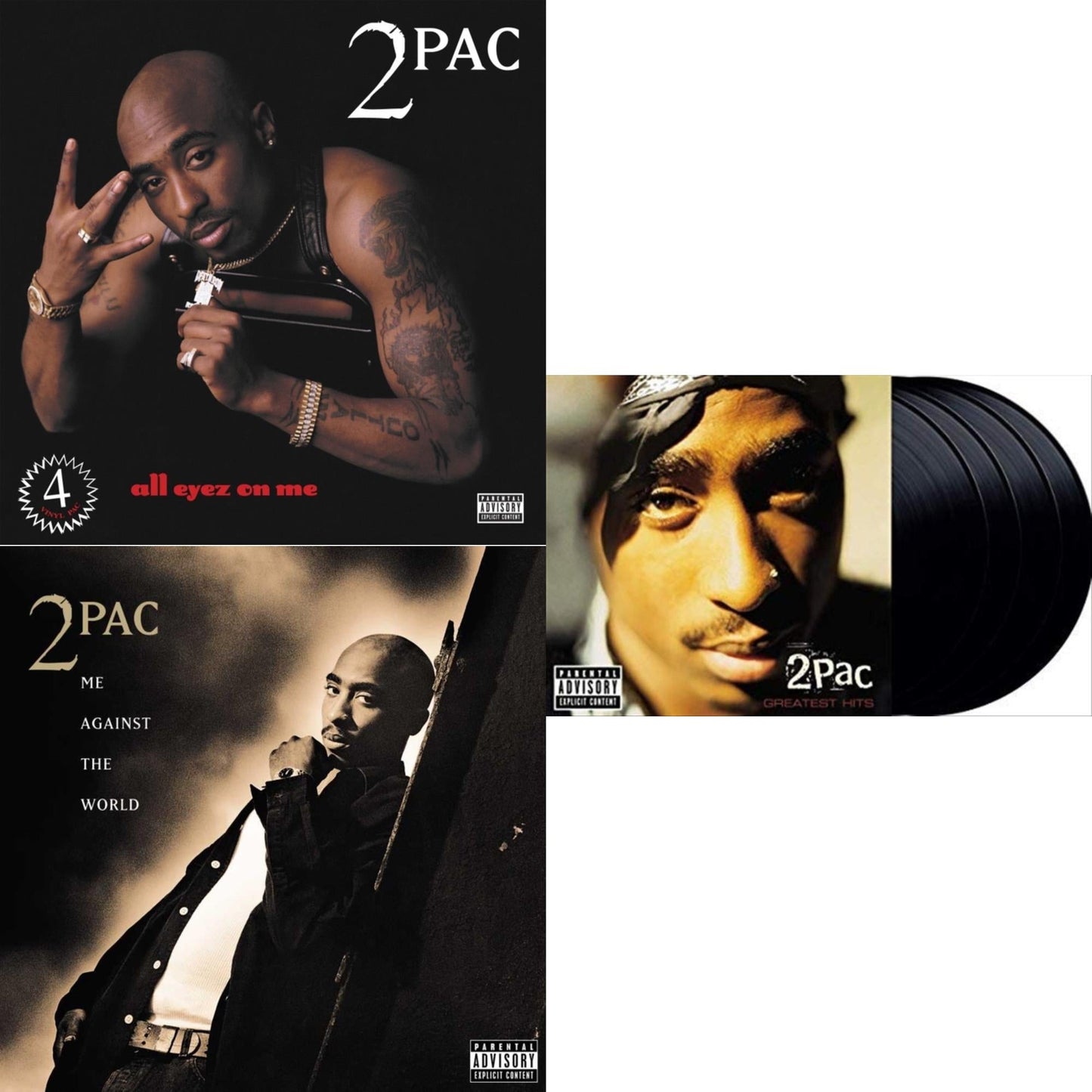 2Pac - All Eyez On Me (4LP) & Me Against The World (2LP) & Greatest Hits
