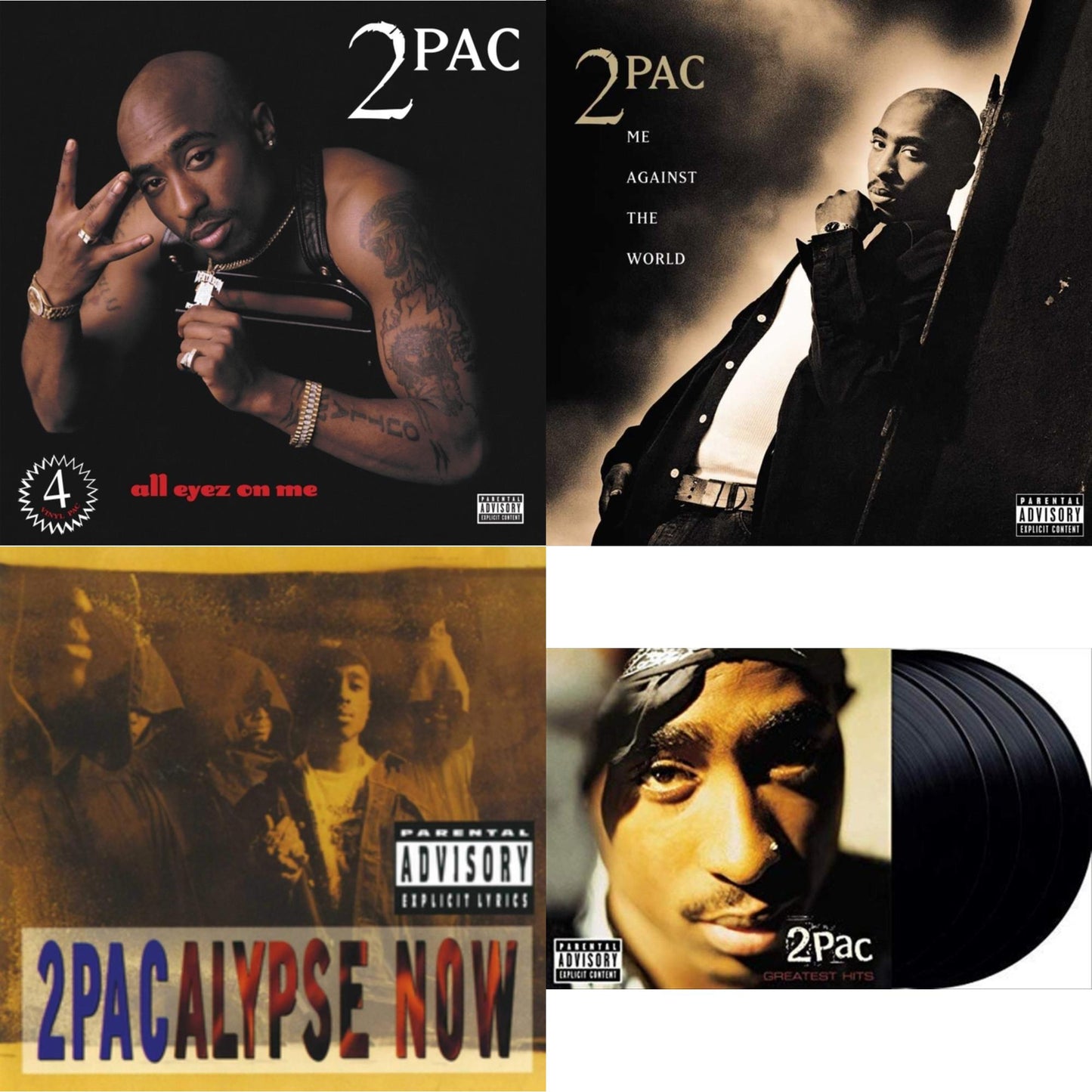 2Pac - All Eyez On Me (4LP) & Me Against The World (2LP) & 2Pacalypse Now & Greatest Hits