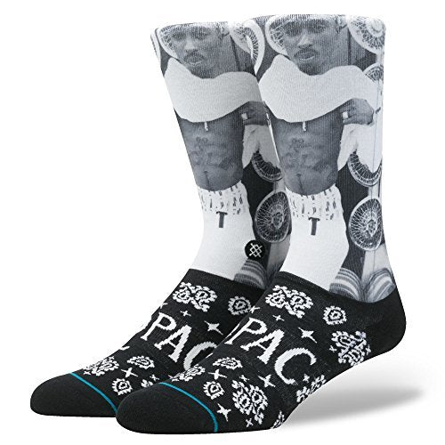 2 Pac Stance 2 Pac Bandana Crew Socks - Mens Black Size L Socks Officially Licensed
