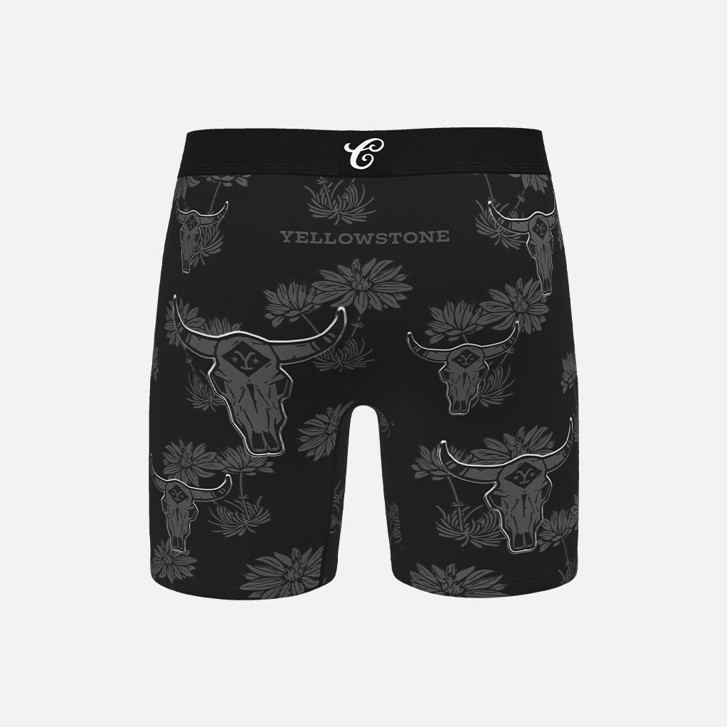 Yellowstone Bull Skull Mens Brief Shorts Black