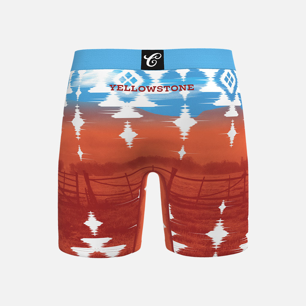 Yellowstone Ranch Sunset Mens Brief Shorts