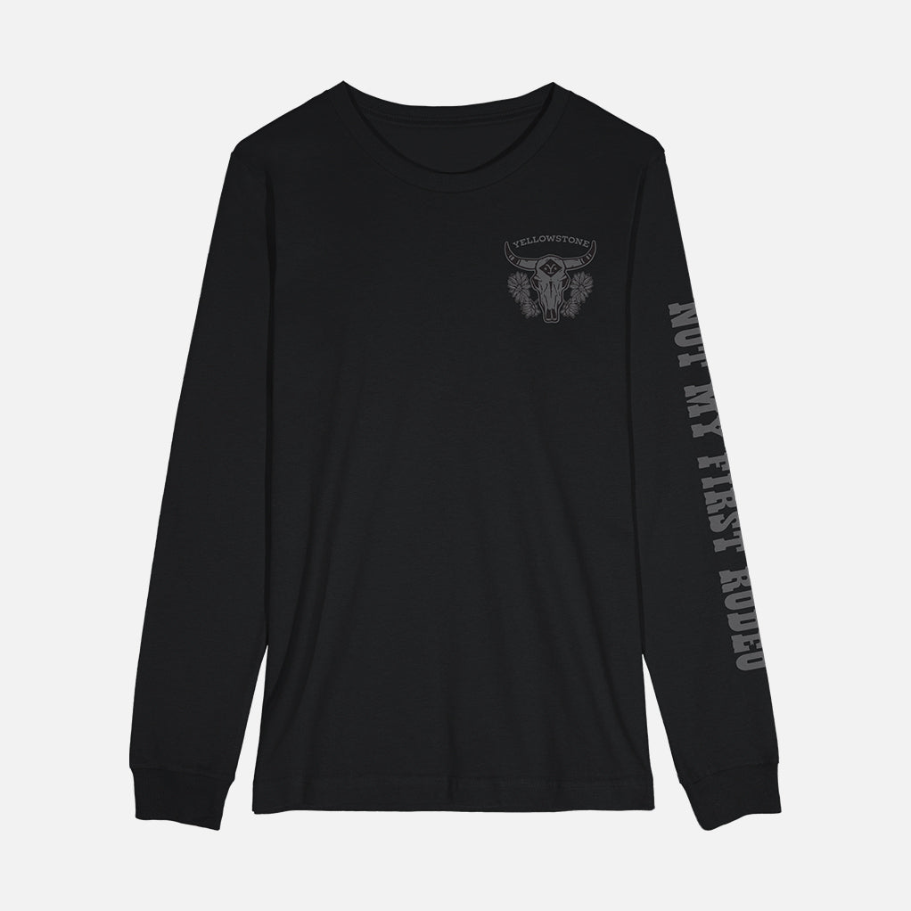 Yellowstone Bull Skull Mens Long Sleeve Shirt Black