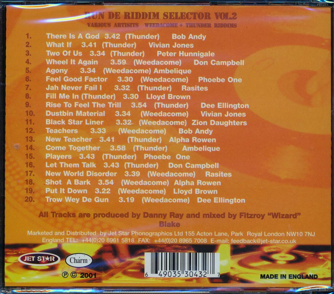 Vivan Jones, Peter Hunningale, Lloyd Brown, Don Campbell, Etc. - Run De Rhythm Selector Volume 2: Weedacome & Thunder Riddims (20 tracks) Music CD