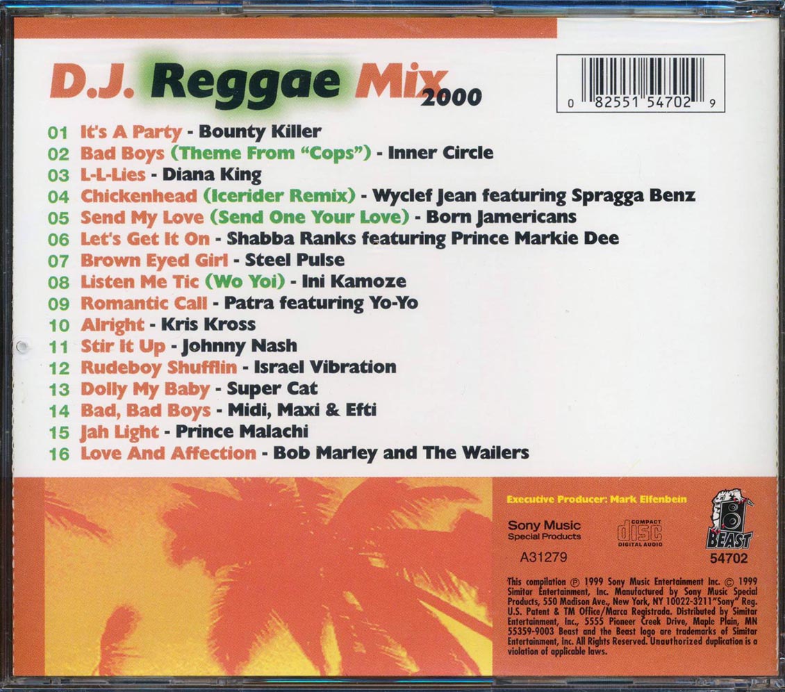Super Cat, Inner Circle, Bob Marley, Israel Vibration, Etc. - DJ Reggae Mix 2000 Music CD