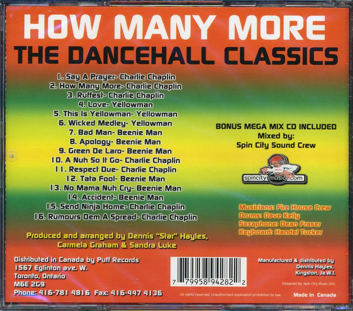 Charlie Chaplin Beenie Man Yellowman Etc How Many More The Dancehall Classics 2xCD Music CD