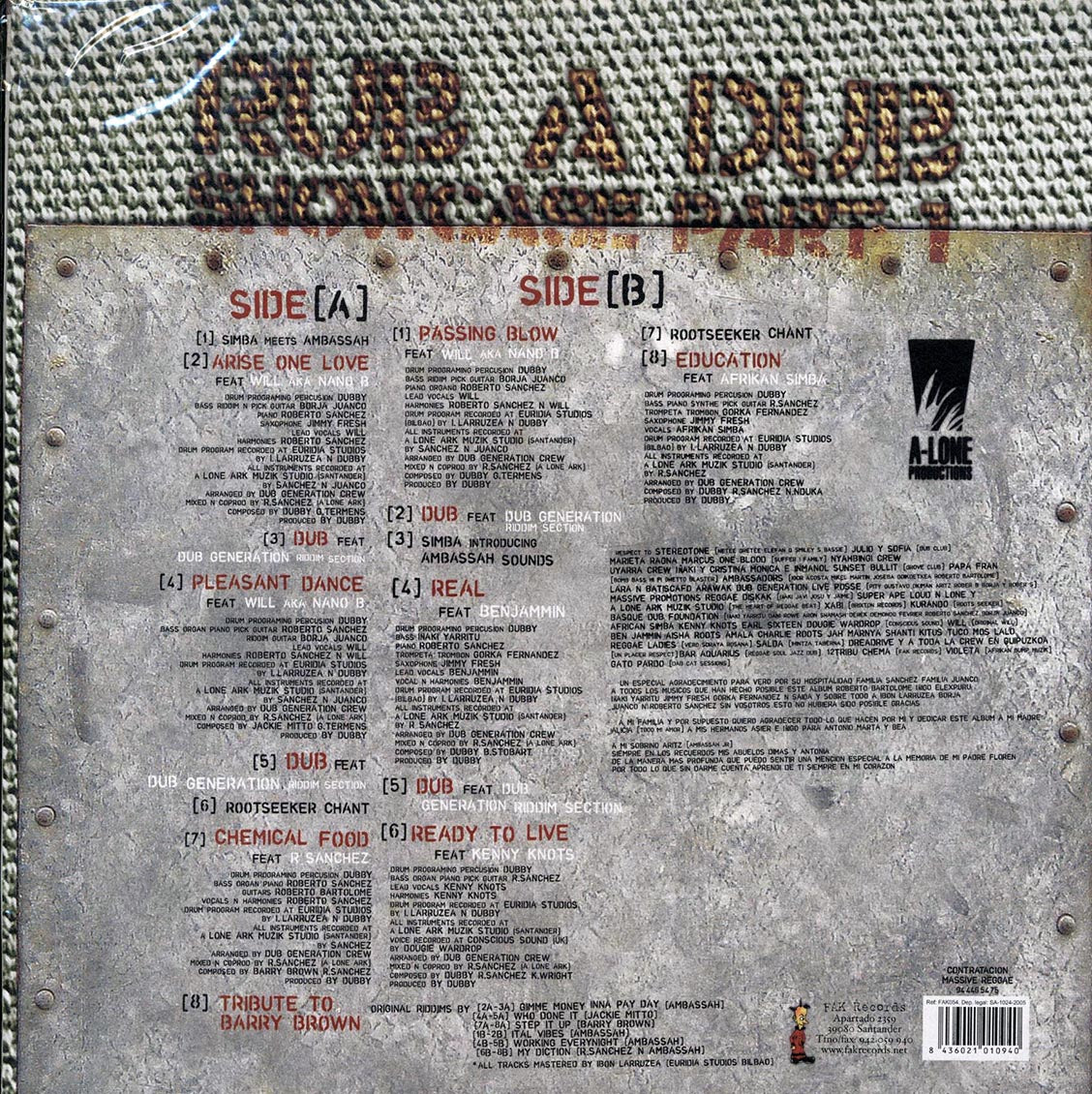 Ambassah - Presents Dub Generation Rub A Dub Showcase Vol 1 Vinyl Record
