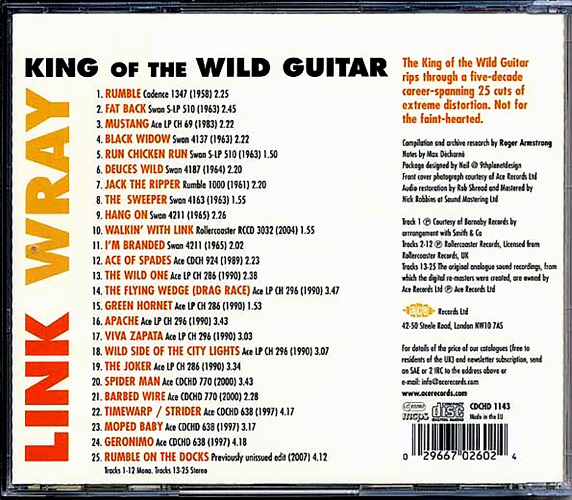 Link Wray - King Of The Wild Guitar (25 tracks) Music CD