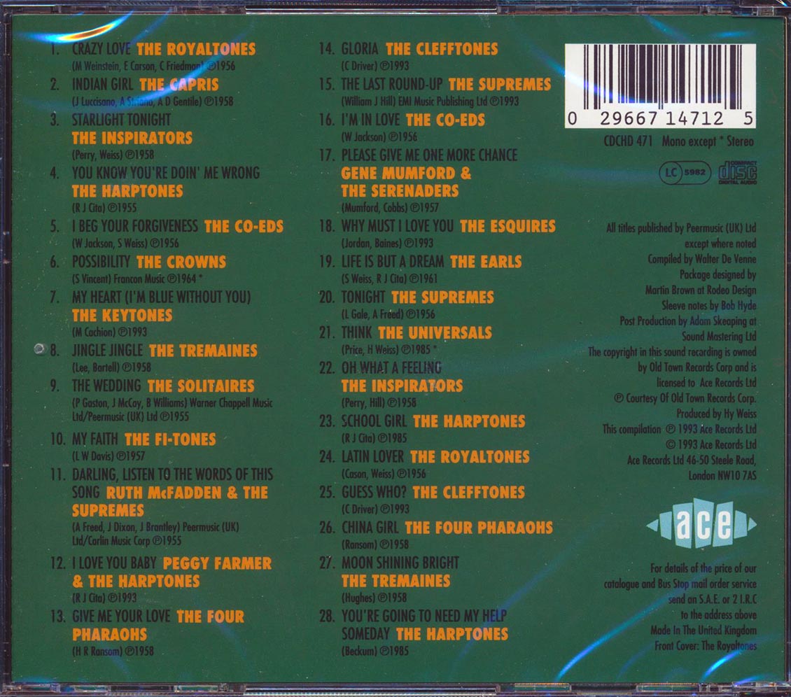 Various - Old Town Doo Wop Volume 3 (28 tracks) Music CD