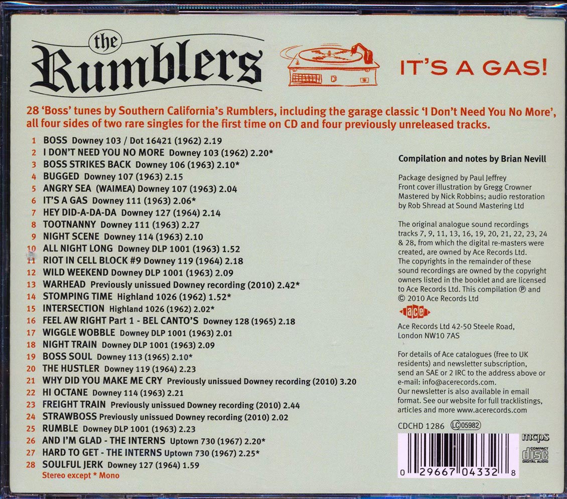 The Rumblers - It's A Gas (28 tracks) Music CD
