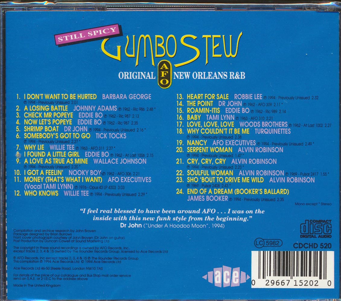 Various - Still Spicy Gumbo Stew: Original AFO New Orleans R & B (24 tracks) Music CD