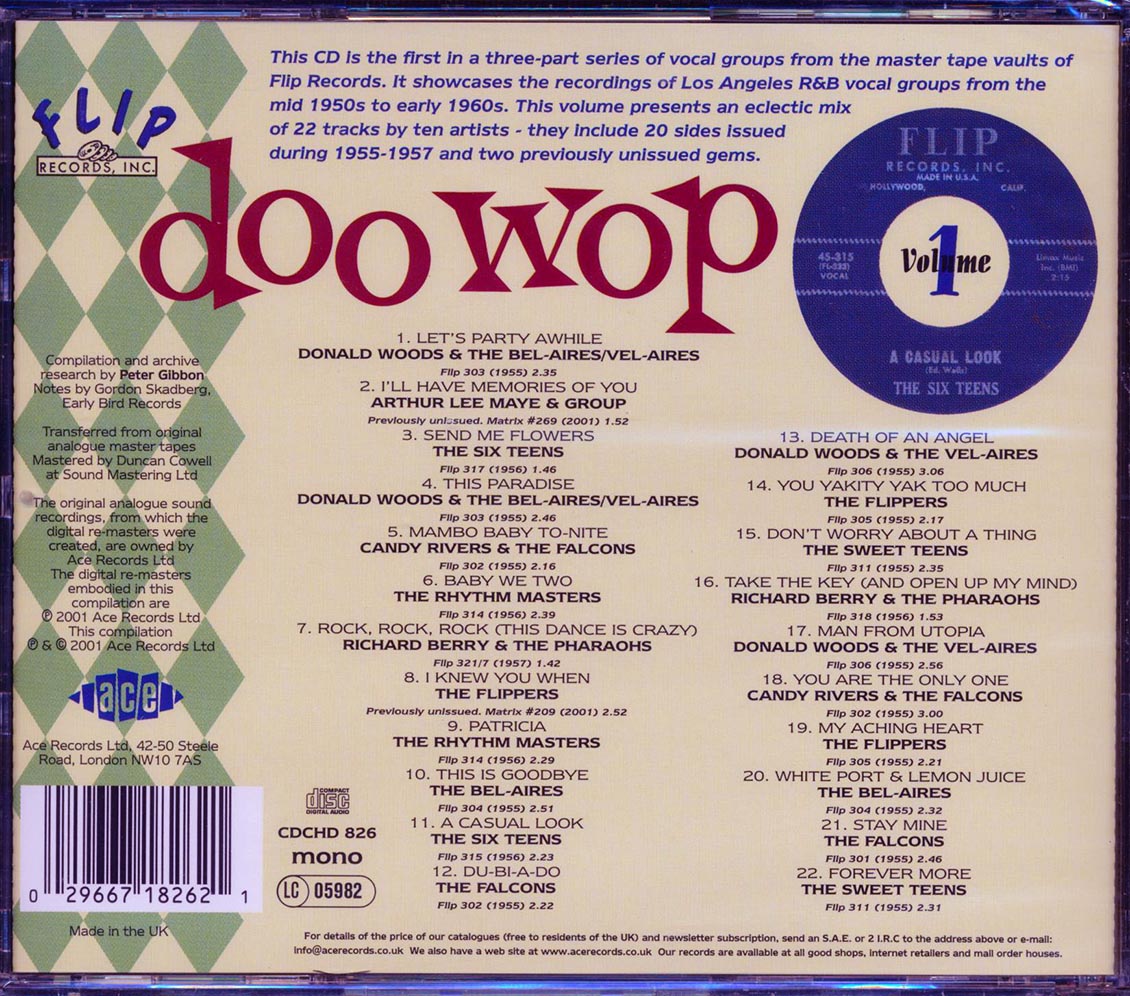 Various - Flip Doo Wop Volume 1 (22 tracks) Music CD