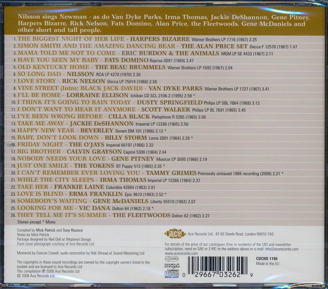 Various - On Vine Street: The Early Songs Of Randy Newman (26 tracks) Music CD
