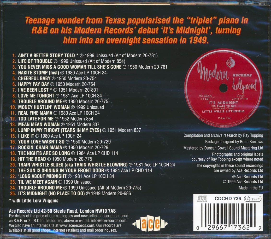 Little Willie Littlefield - Kat On The Keys (25 tracks) Music CD