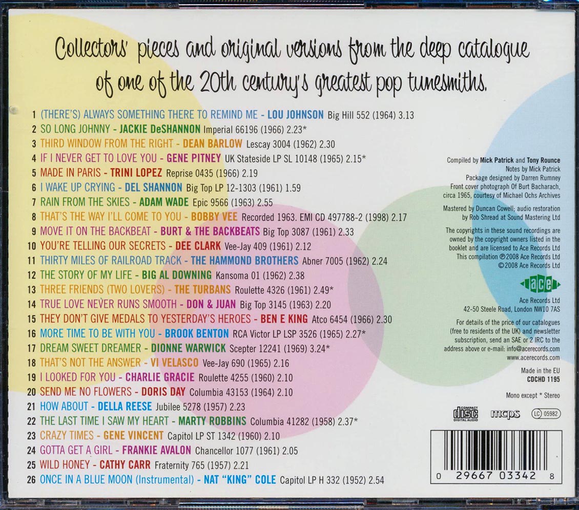Various - Always Something There: A Burt Bacharach Collector's Anthology 1952-1969 (26 tracks) Music CD