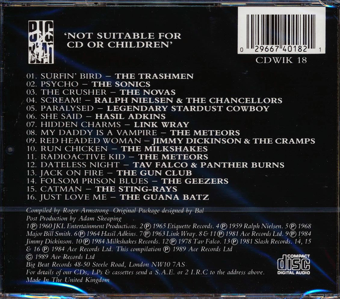 Various - Rockabilly Psychosis And The Garage Disease Music CD