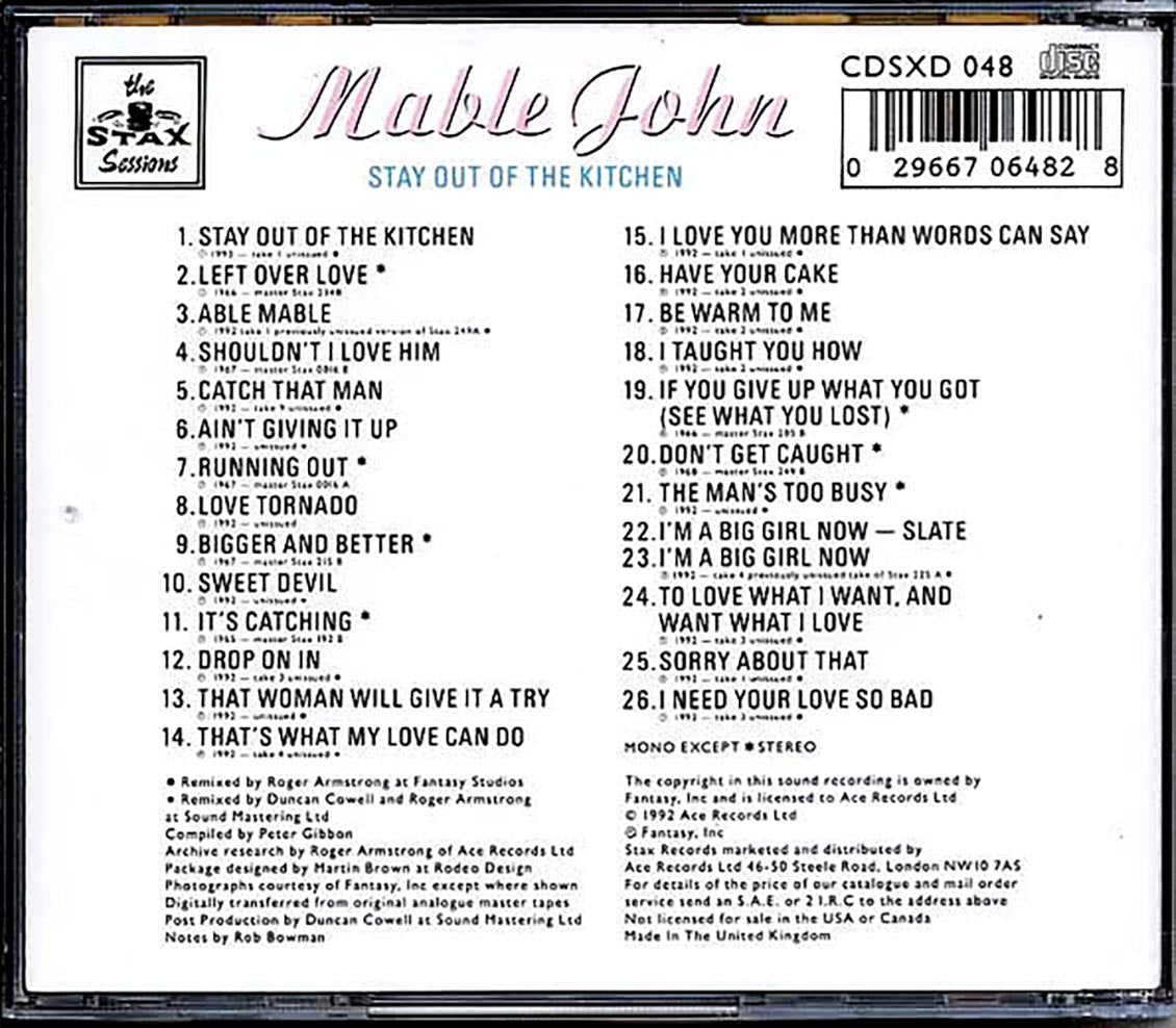 Mable John - Stay Out Of The Kitchen (26 tracks) Music CD