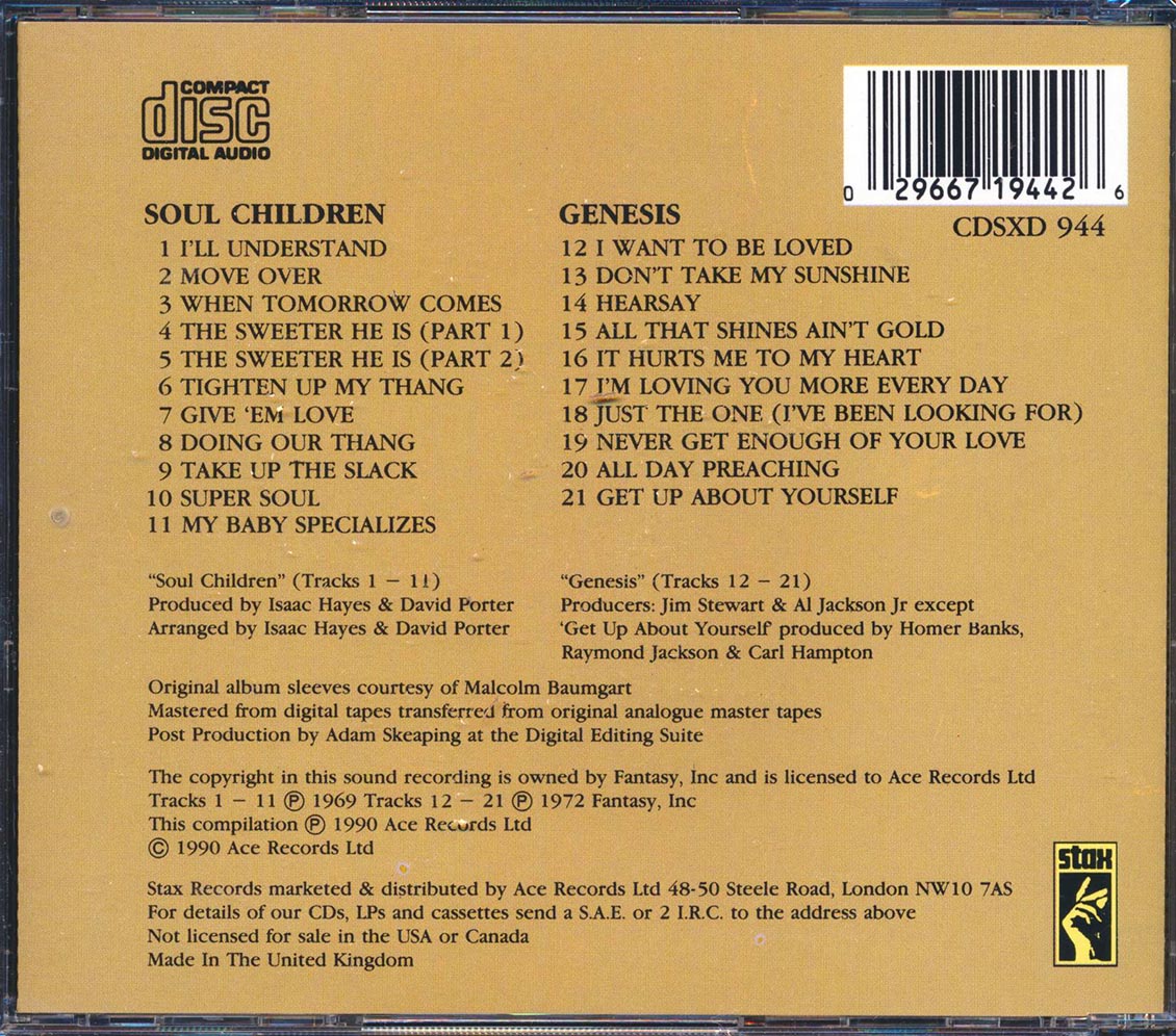 The Soul Children - Soul Children + Genesis (21 tracks) Music CD