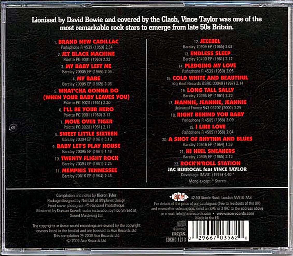 Vince Taylor - Jet Black Leather Machine (22 tracks) Music CD