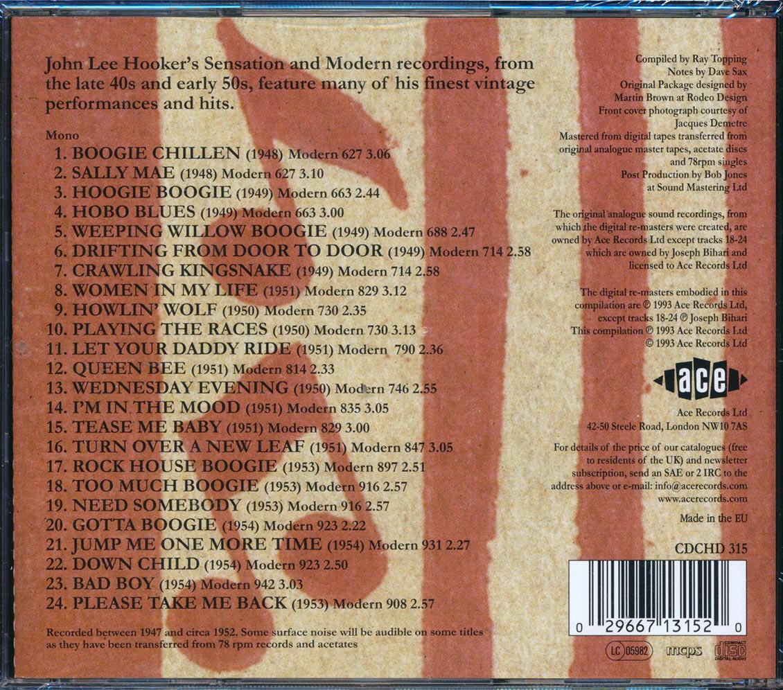 John Lee Hooker - The Legendary Modern Recordings 1948-1954 (24 tracks) Music CD