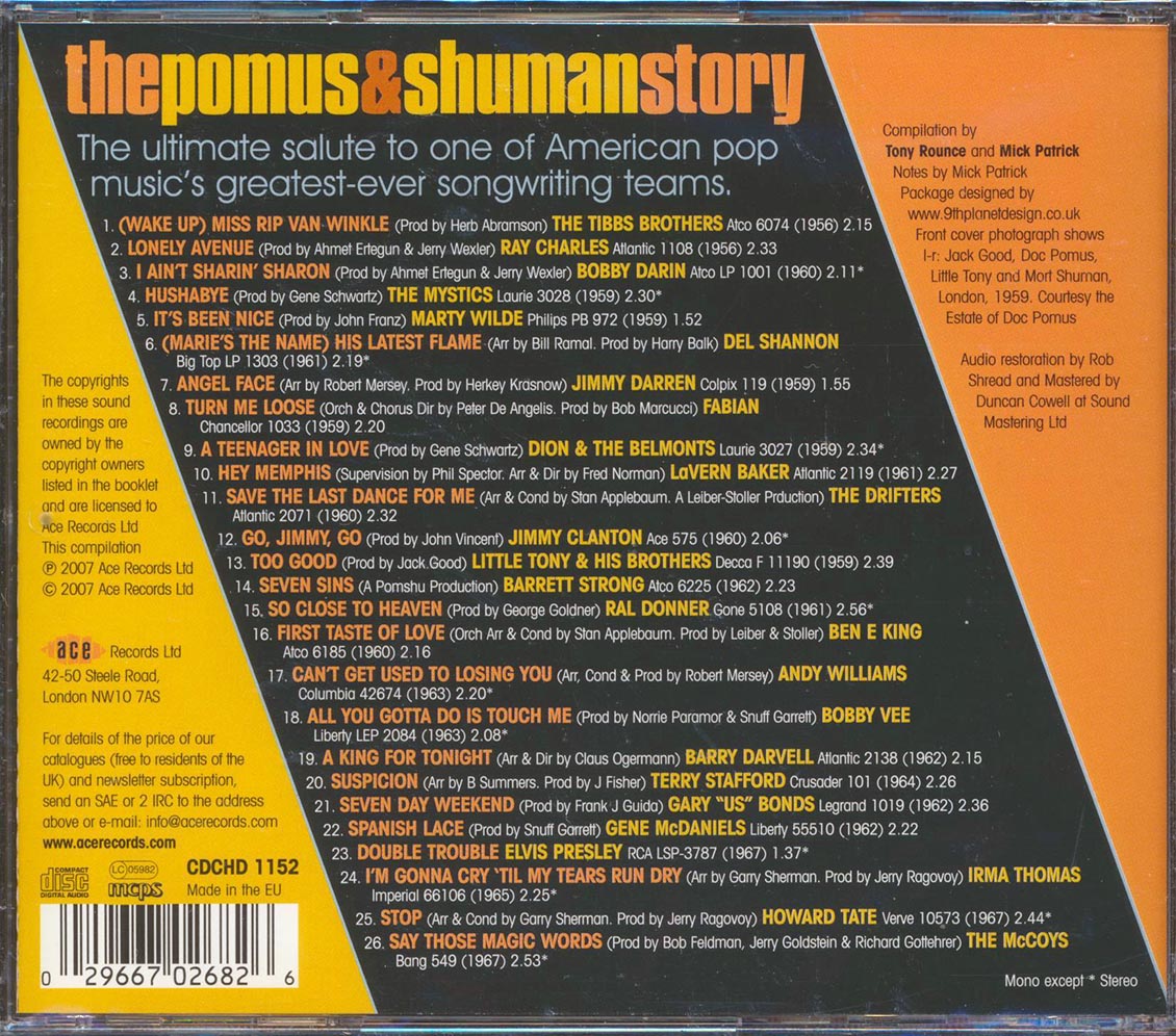 Various - The Pomus & Shuman Story: Double Trouble 1956-1967 (26 tracks) Music CD