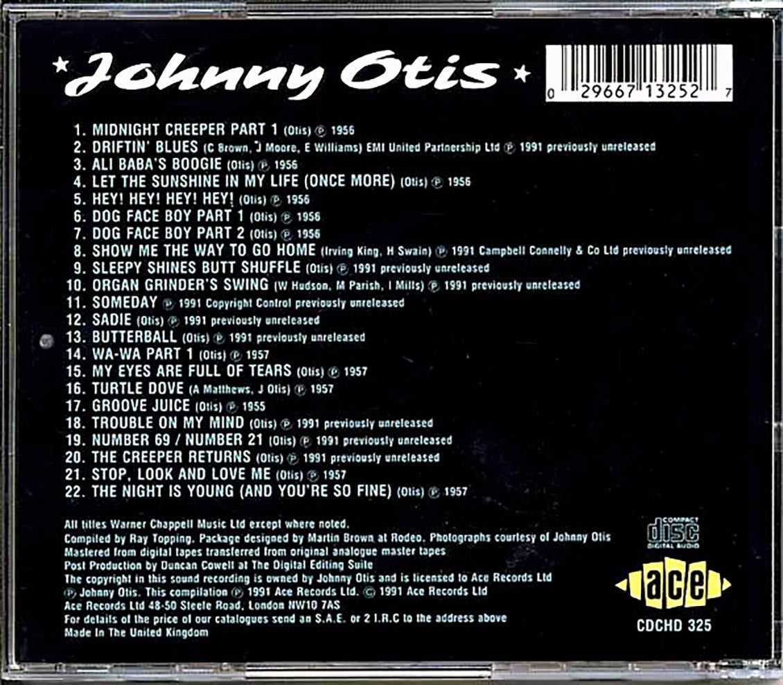 Johnny Otis - Creepin With The Cats: The Legendary Dig Masters Volume 1 (22 tracks) Music CD