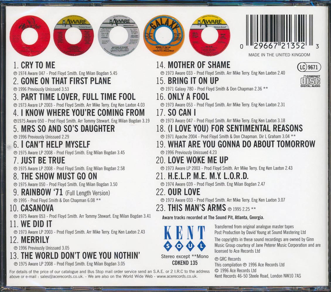 Loleatta Holloway - The Hotlanta Soul Of Loleatta Holloway (23 tracks) Music CD