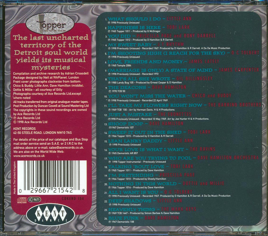 Various - Dave Hamilton's Detroit Dancers: The Soul Providers (24 tracks) Music CD