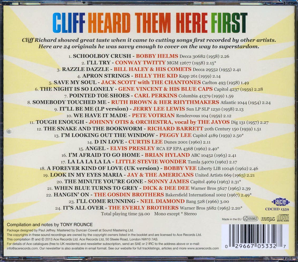 Various - Cliff Heard Them Here First (24 tracks) Music CD