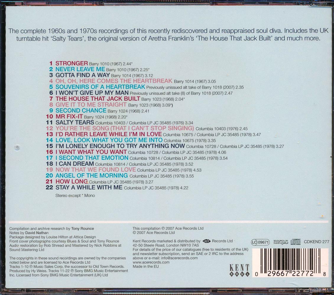 Thelma Jones - Second Chance: The Compleye Barry And Columbia Recordings Music CD