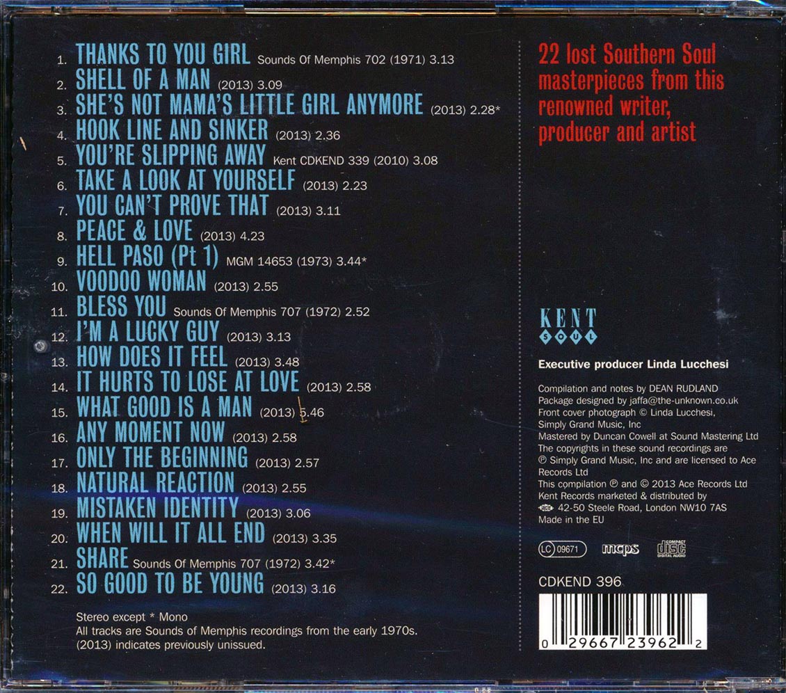 Dan Greer - Beale Street Soul Man: The Sounds Of Memphis Sessions (22 tracks) Music CD