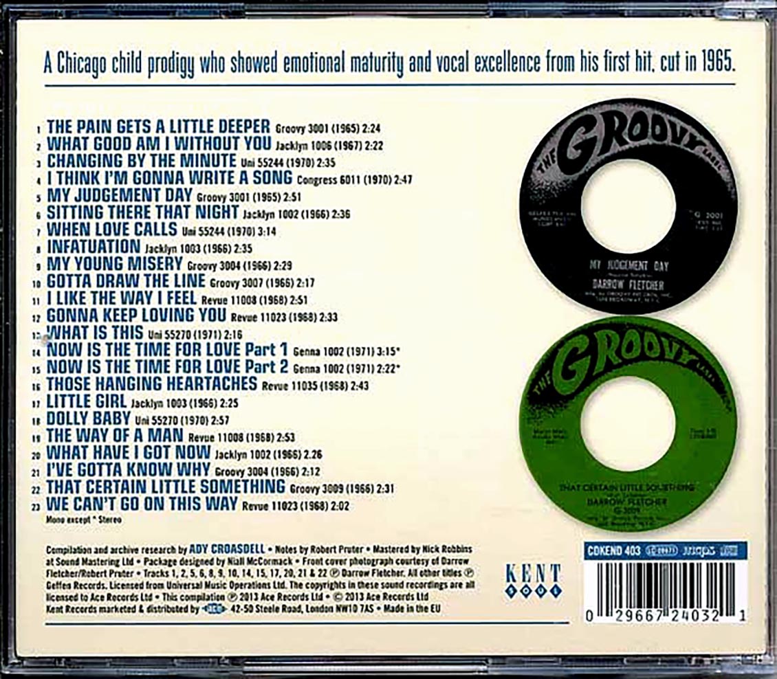 Darrow Fletcher - The Pain Gets A Little Deeper: The Complete Early Years 1965-1971 (23 tracks) Music CD