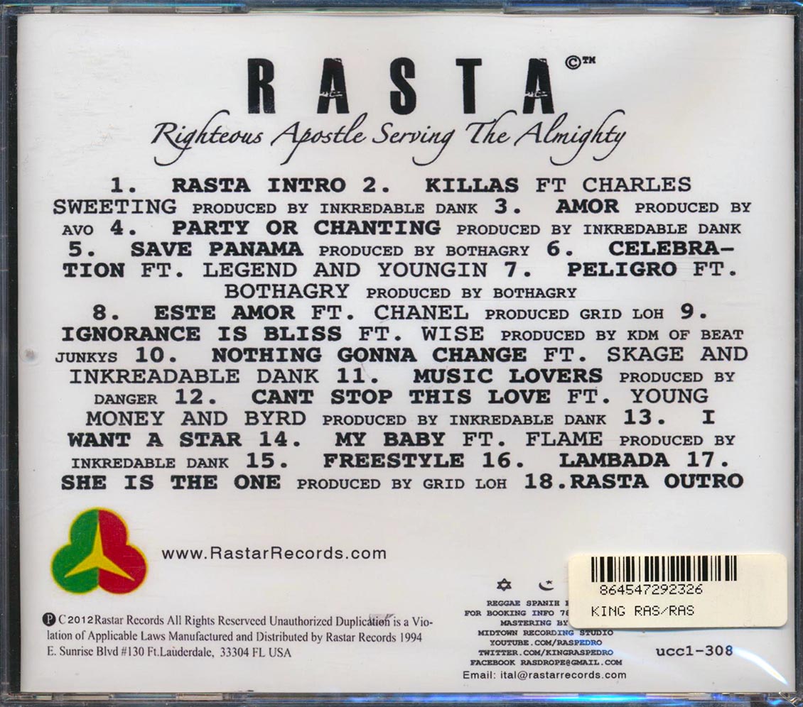 King Ras Pedro - Rasta: Righteous Apostle Serving The Almighty Music CD