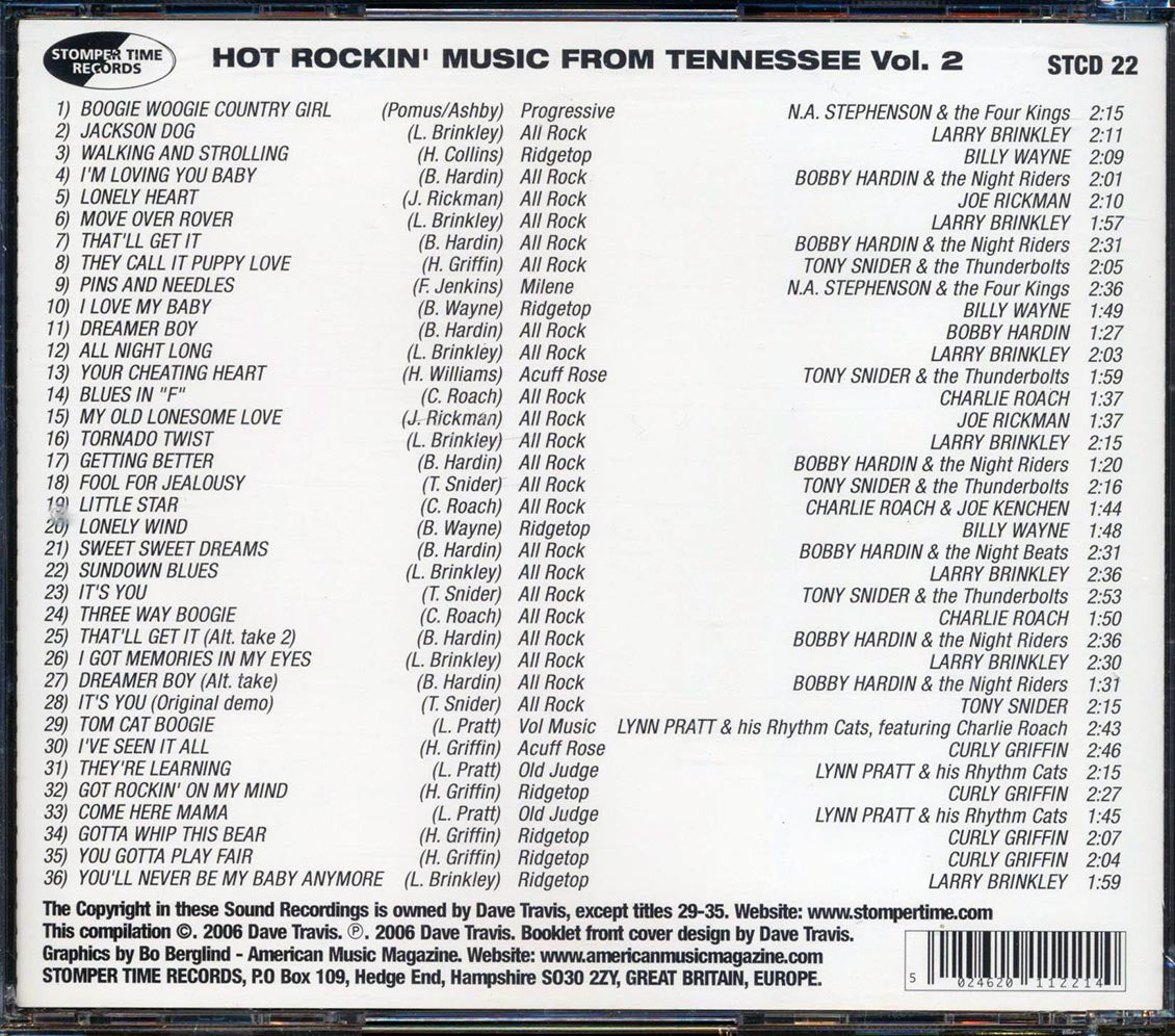 Various - Hot Rockin' Music From Tennessee, Volume 2: The Westwood Recording Company Story Music CD