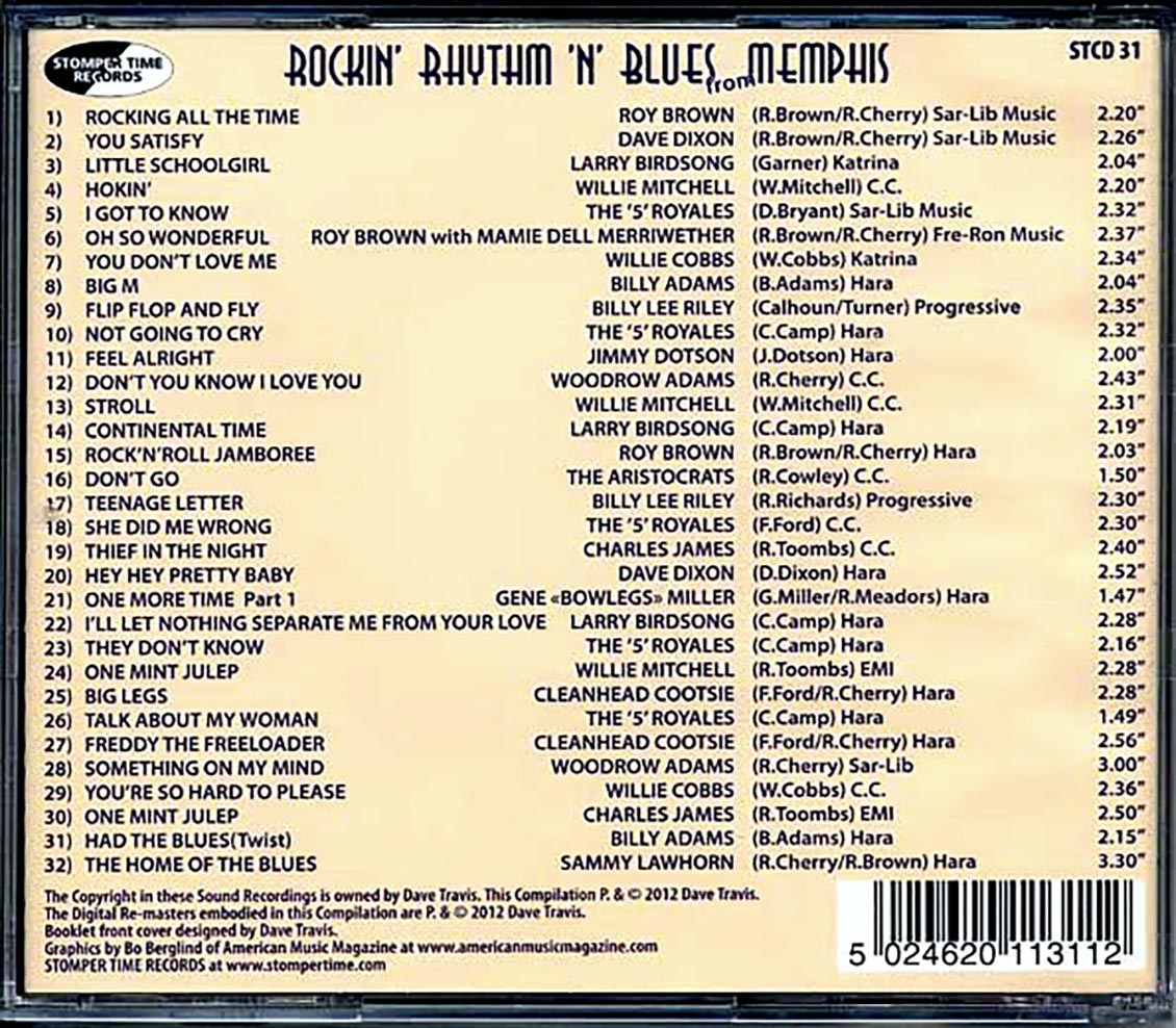 Various - Stomper Time Records Presents: Rockin' Rhythm N Blues From Memphis Music CD