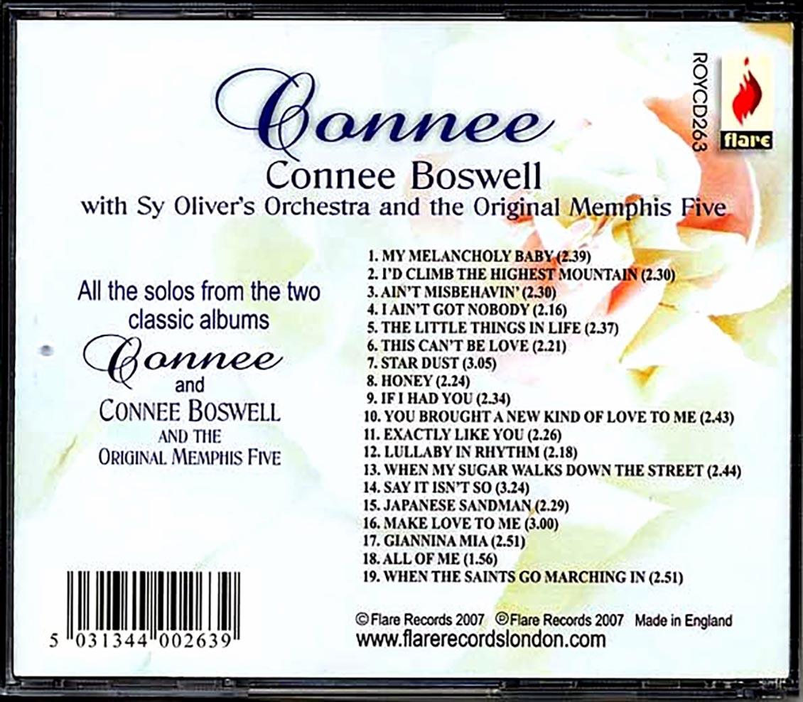 Connee Boswell - Connee..The One And Only: With The Sy Oliver Orchestra And The Original Memphis Five (2 albums on 1 CD) Music CD