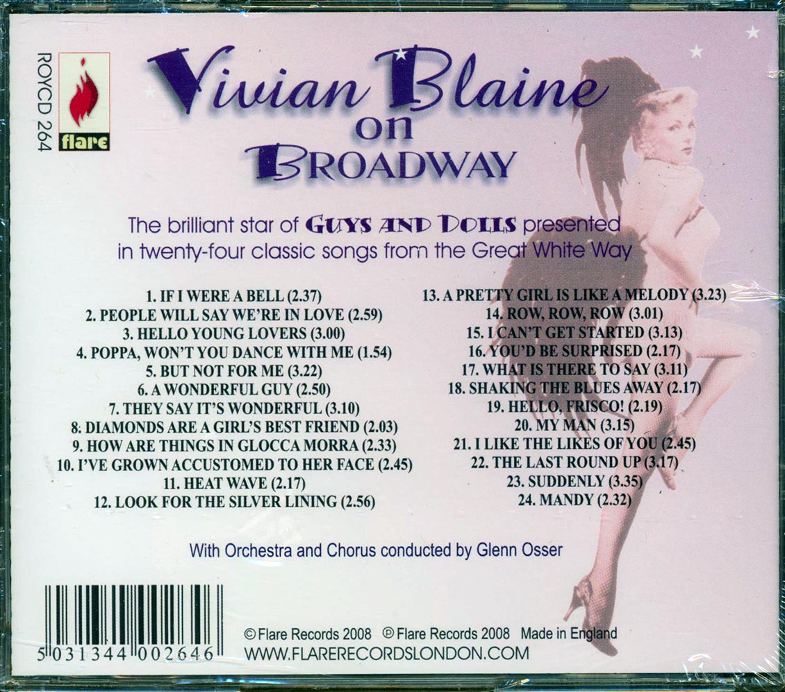 Vivian Blaine - Vivian Blaine On Broadway (24 tracks) Music CD